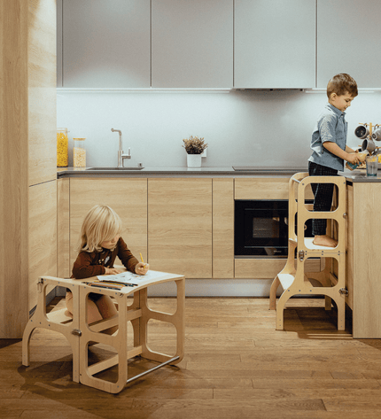 STEP'n'SIT® Convertible 2-in-1 Helper Tower/Table - Natural wood