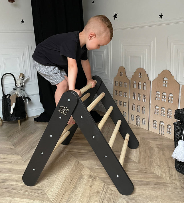 Ladder with a Slide-Climbing Wall - Black