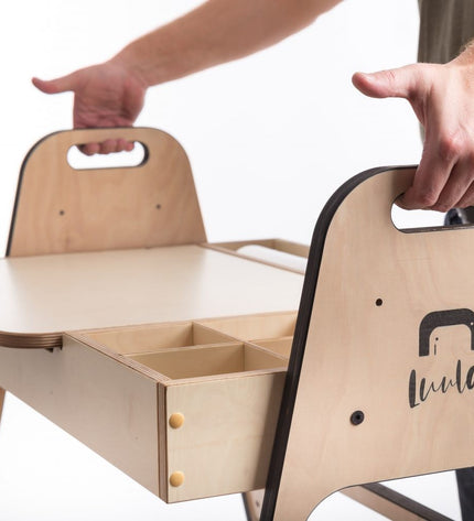 Adjustable Children Montessori Table and Chair Set Julle - Cannon Pink