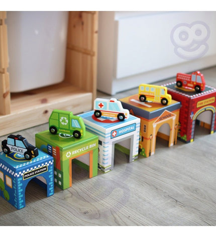 City Vehicles in Boxes Puzzle Cubes