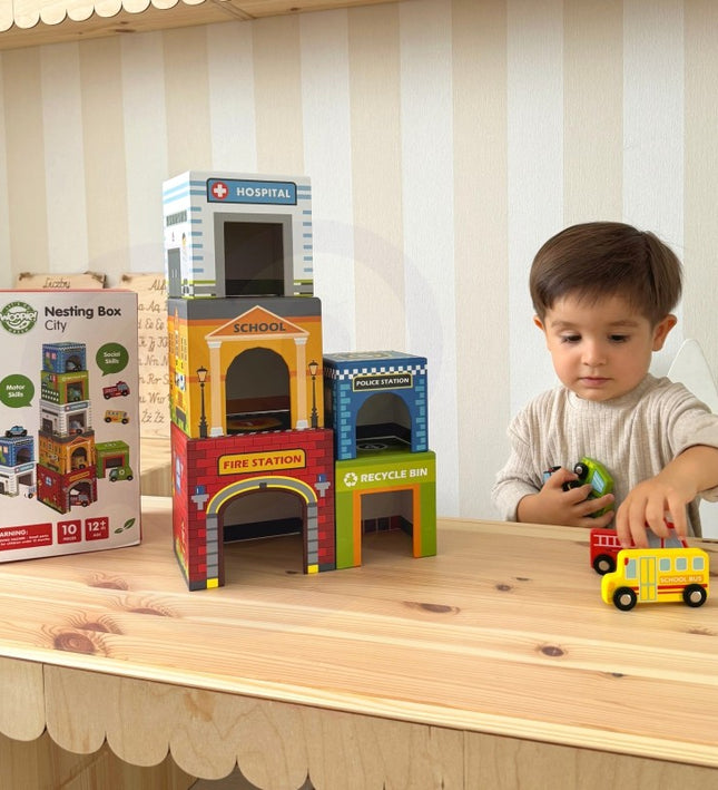 City Vehicles in Boxes Puzzle Cubes
