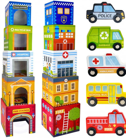 City Vehicles in Boxes Puzzle Cubes