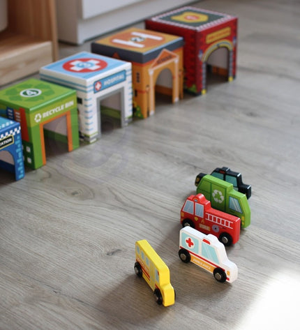City Vehicles in Boxes Puzzle Cubes