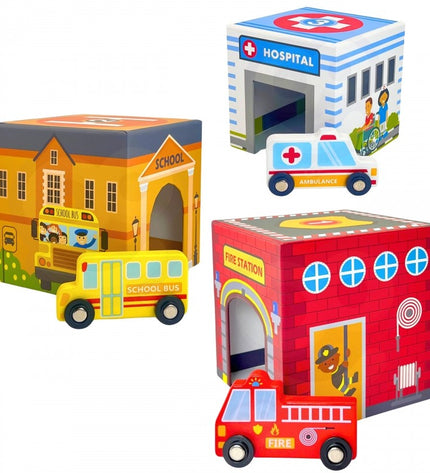 City Vehicles in Boxes Puzzle Cubes