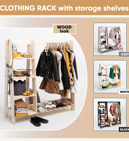 Clothing Rack with Shelves for Toddlers