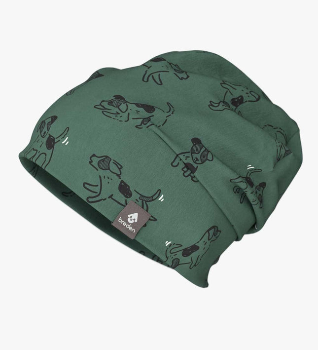 Cotton Beanie Hat With Folds DARGO - Green Dogs