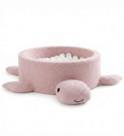 Foam Baby Ball Pit Without Balls - Turtle Raspberry Glaze Pink Boucle