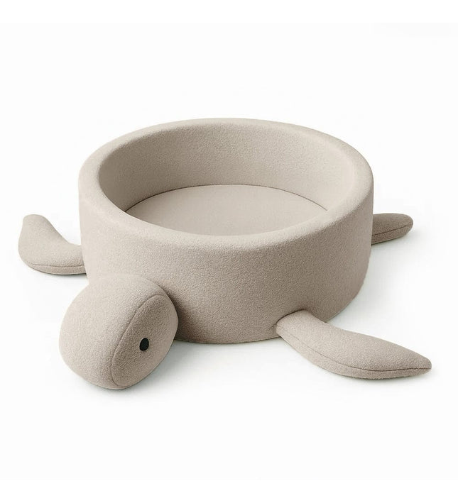 Foam Baby Ball Pit Without Balls - Turtle Oat Biscuit Beige Boucle