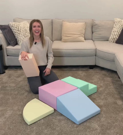 Soft Play 5 Foam Block Set - Light Pastel Corner Climber