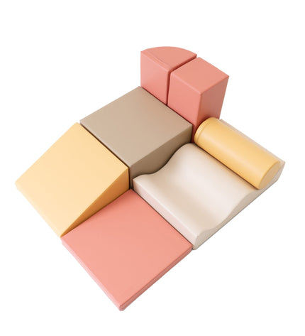 Soft Play 7 Foam Block Set - Pastel Pink Discoverer