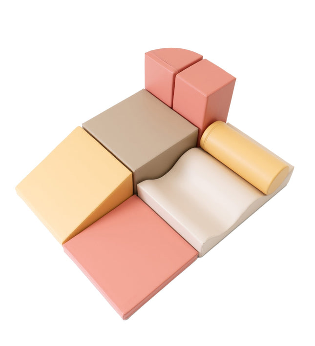 Soft Play 7 Foam Block Set - Pastel Pink Discoverer