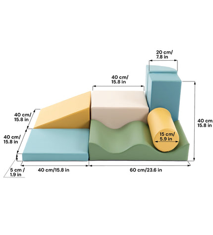 Soft Play 7 Foam Block Set - Pastel Turquoise Discoverer