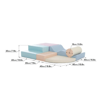 Soft Play 6 Foam Block Set - Light Pastel Explorer