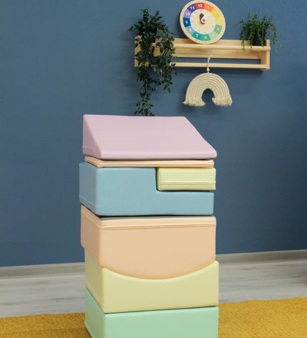 Soft Play 7 Foam Block Set - Light Pastel Little Crawler