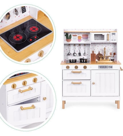 Large Wooden Play Kitchen with Sounds and LED