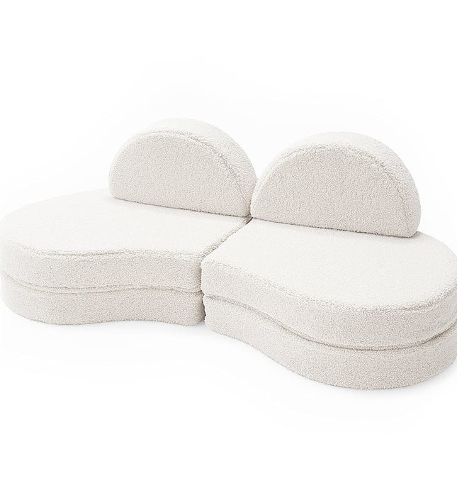 MeowBaby® Modular Sofa Coccolo for Kids – 6 Piece, Bearly Off-White