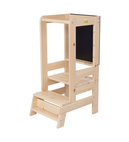 MeowBaby Wooden Kitchen Helper for Children with Board - Natural