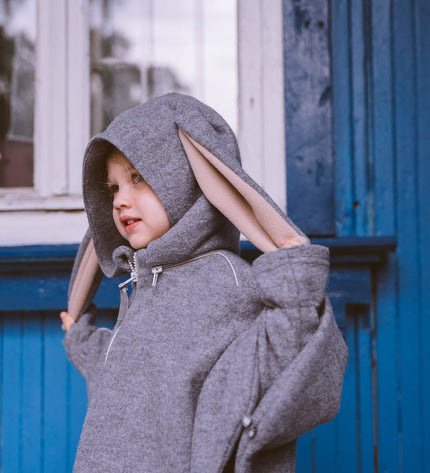 Merino Wool Car Poncho For Kids - Bunny