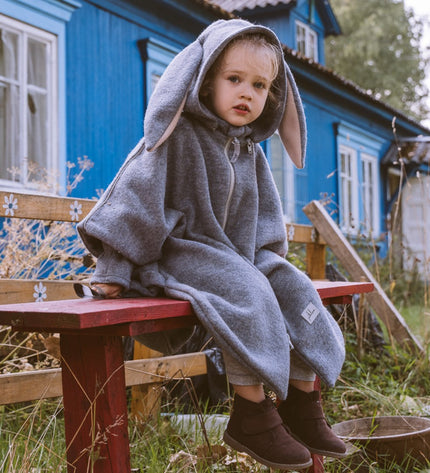 Merino Wool Car Poncho For Kids - Bunny