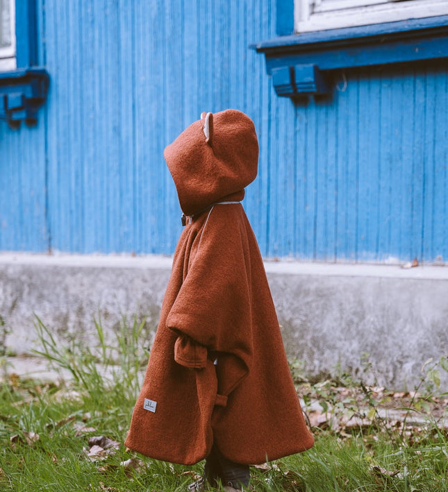 Merino Wool Car Poncho For Kids - Fox