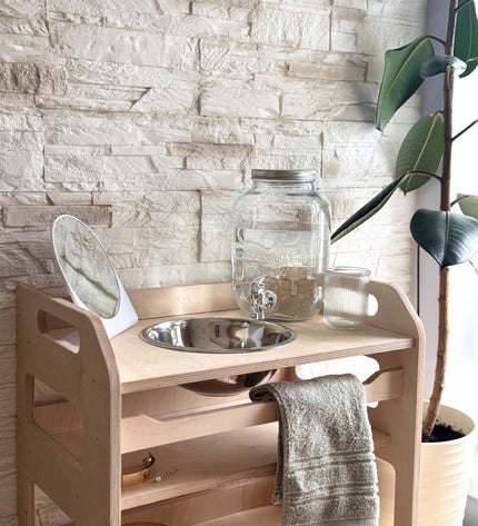 Montessori Wooden Washbasin With Storage for Kids - Small