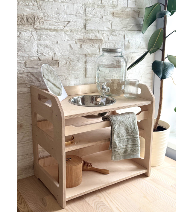 Montessori Wooden Washbasin With Storage for Kids - Small