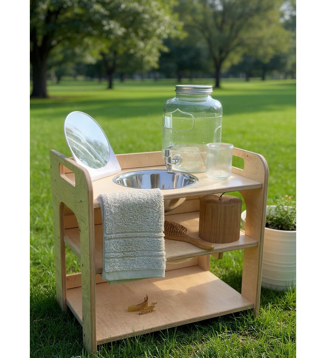 Small Single Montessori Wash Station with Lid