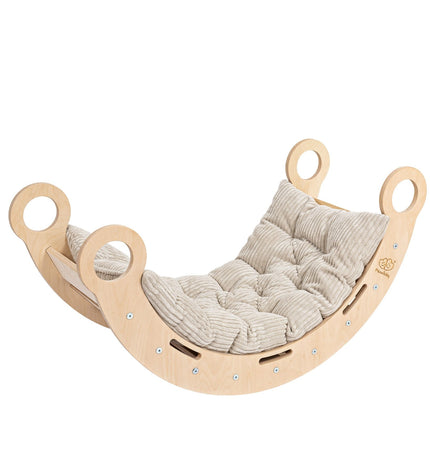 Snug Rocker for Kids - Natural With Beige Pillow