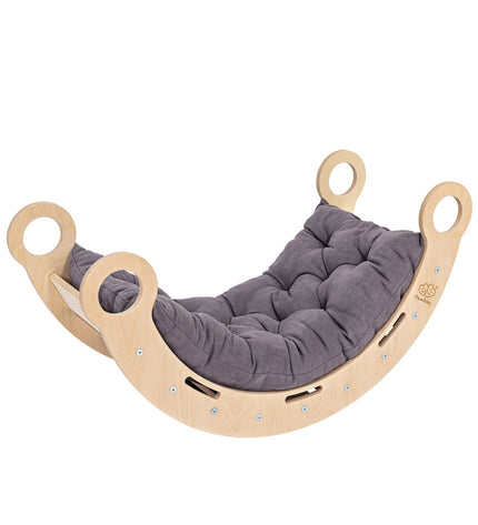 Snug Rocker for Kids - Natural With Grey Pillow