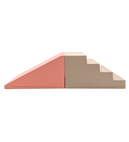 Soft Play Step and Slide Set - Pink & Beige Gray