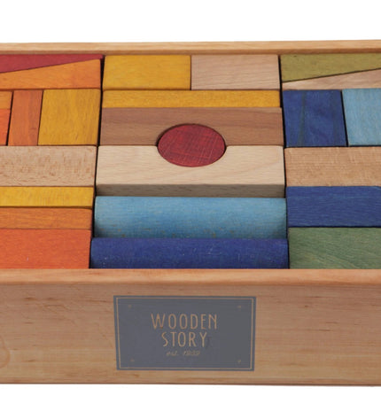 Wooden Blocks in a Box – Colorful, 63 pieces