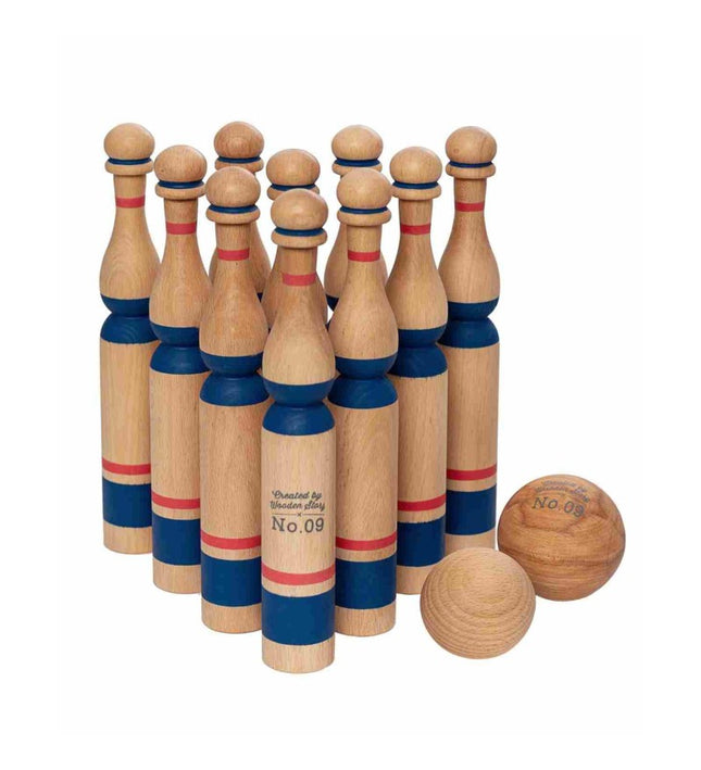 Wooden Bowling Pins - Blue