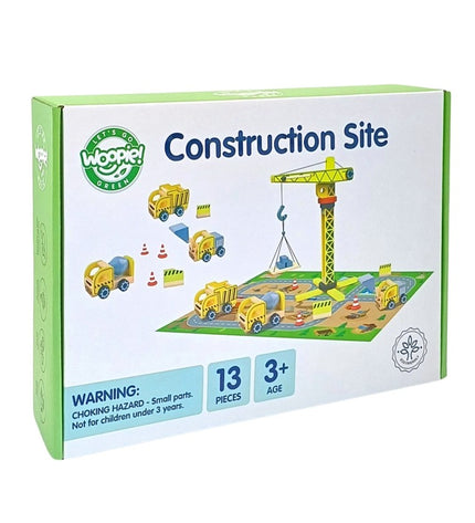 Wooden Construction Site With Vehicles