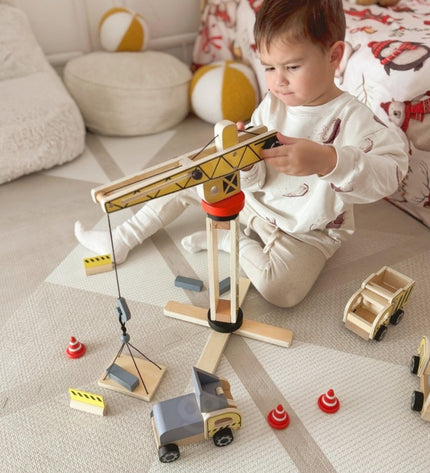Wooden Construction Site With Vehicles