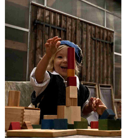 Wooden Blocks in a Box – Colorful, 63 pieces