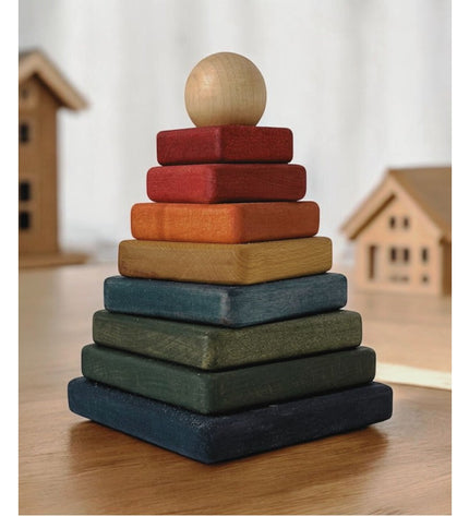 Wooden Square Pyramid - Colorful