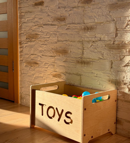 Wooden Toy Box - Montessori Nursery Storage