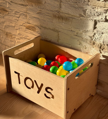 Wooden Toy Box - Montessori Nursery Storage